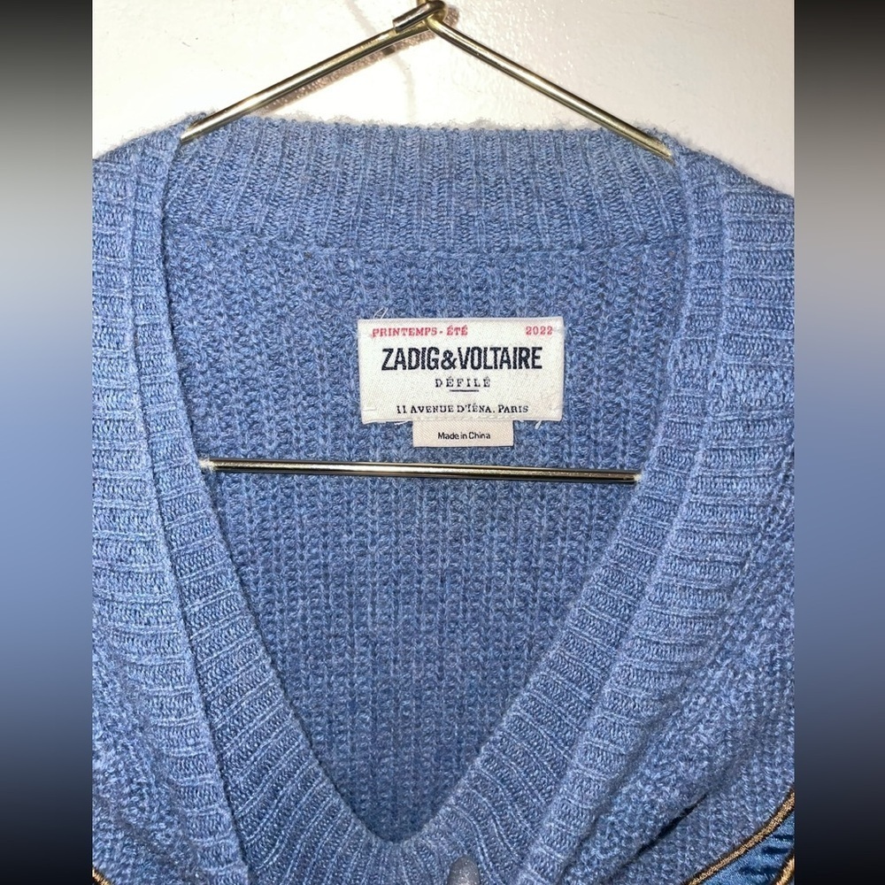 New! Zadig & Voltaire Kanson Phoenix Cashmere Blue Sweater 💙 Small ✨ Rare - Picture 10 of 13